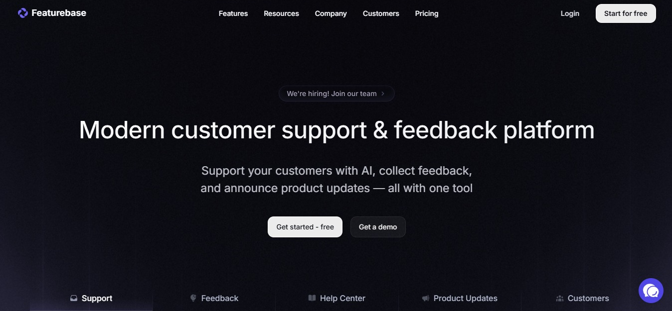 Featurebase homepage