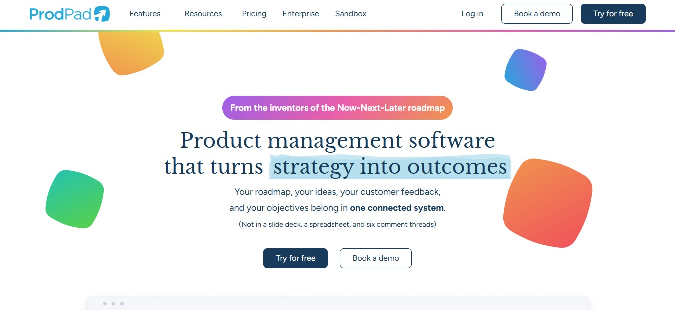 Prodpad homepage