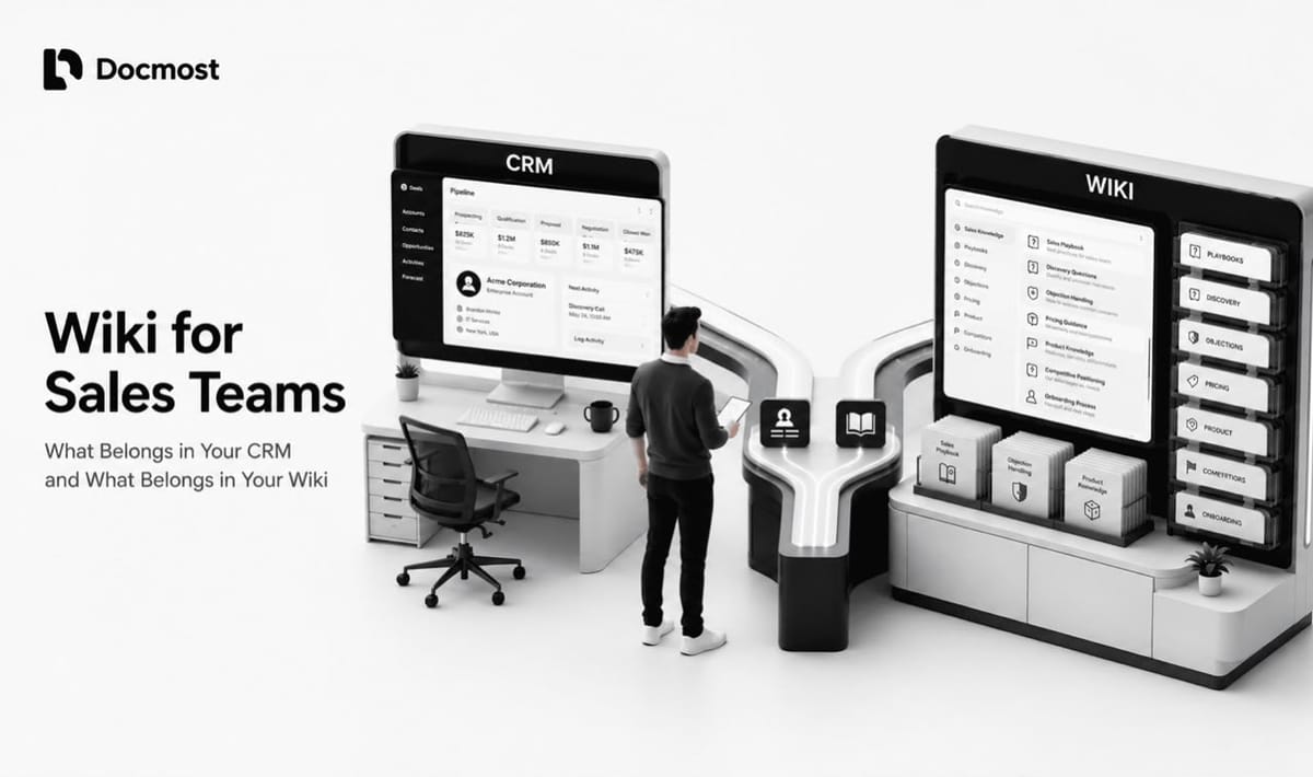 Wiki for Sales Teams: What Belongs in Your CRM vs. Your Wiki