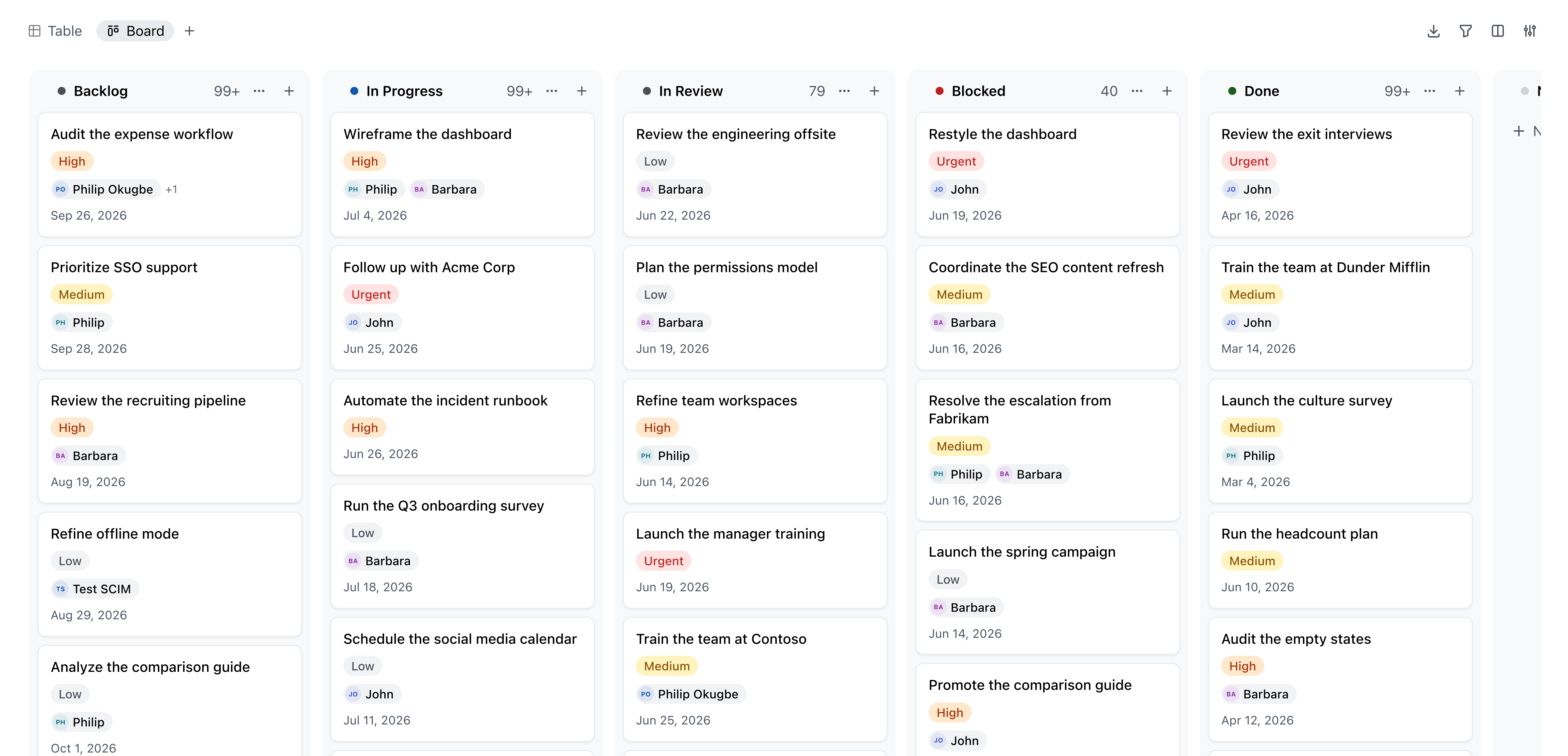 Docmost Kanban board